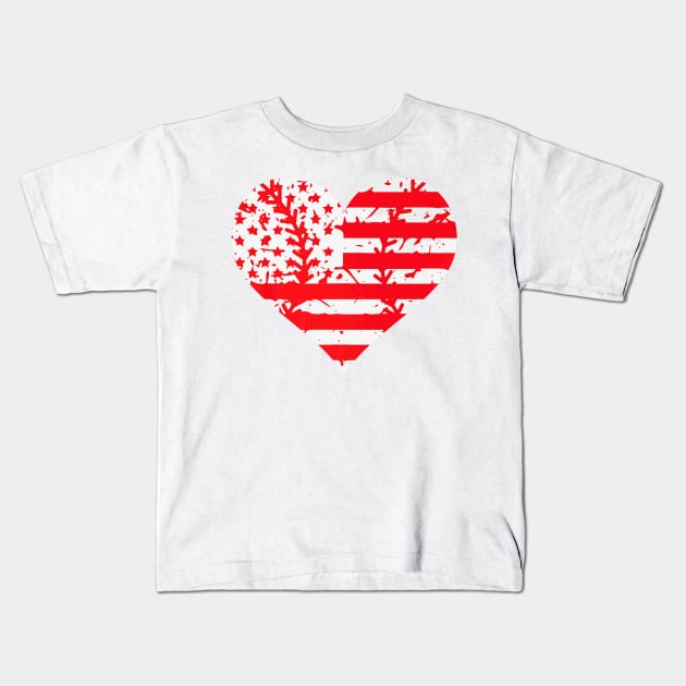 4th Of July Baseball American Flag Hearts Women Men Premium Kids T-Shirt by Macy XenomorphQueen